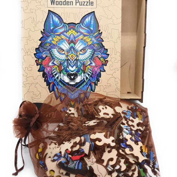 Suvira Animal Wooden Puzzle - Engaging, Educational, and Eco-Friendly Ware wolf - Picture 9 of 9